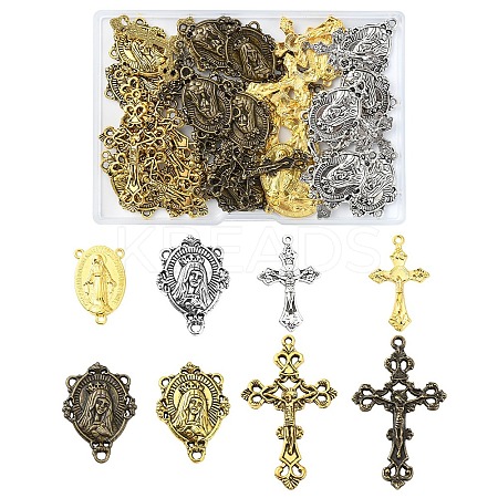 40Pcs 8 Styles Tibetan Style Alloy Pendants TIBEP-YW0001-88-1