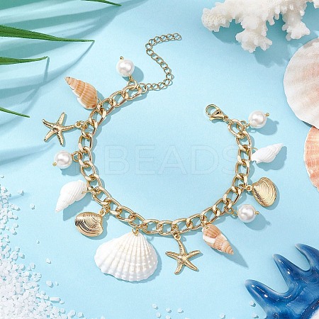Aluminium Curb Chains Charm Bracelets BJEW-TA00584-1