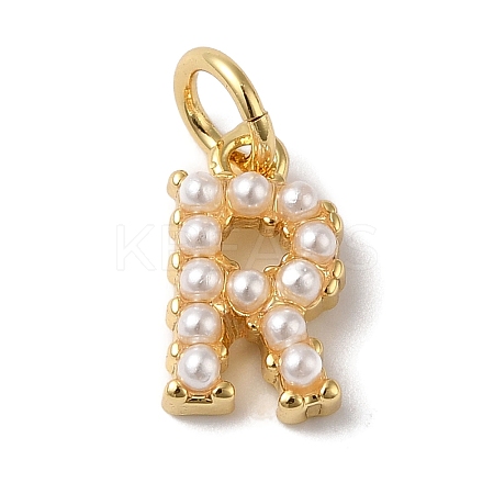 Rack Plating Brass with ABS Plastic Imitation Pearl Charms KK-B092-30R-G-1