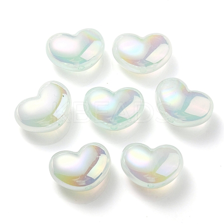 UV Plating Rainbow Iridescent Imitation Jelly Acrylic Beads OACR-C007-08C-1