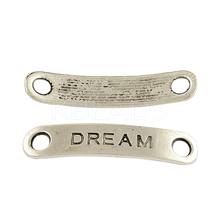 Rectangle Carved Affirmative Word Dream Tibetan Style Alloy Message Links connectors for Bracelet Making TIBE-S233-AS-LF-1