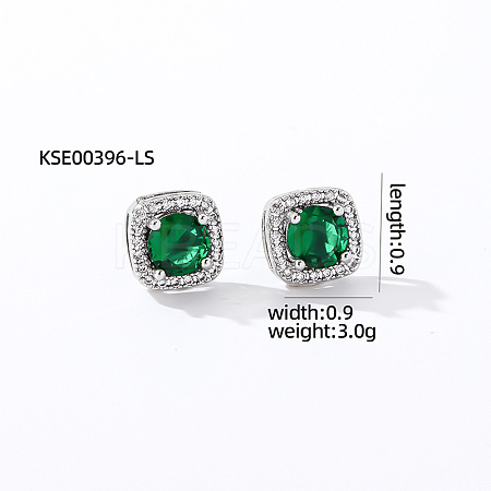 Elegant Zircon Square Stud Earrings for Women TY1635-6-1