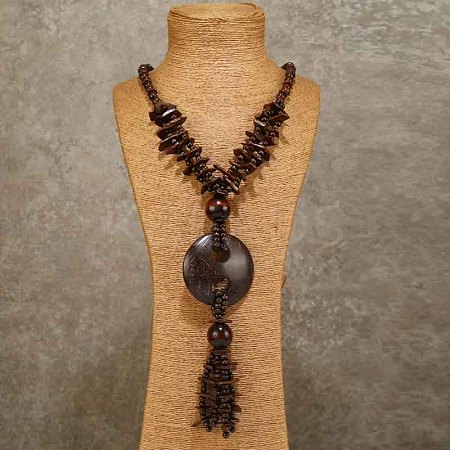 Bohemian Style Natural Coconut Beaded Pendant Tassel Necklaces for Women FS-WGFADBE-05-1