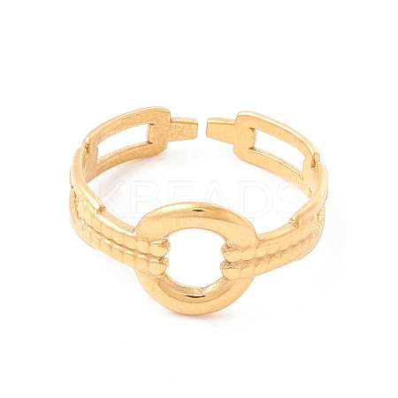 Ion Plating(IP) 304 Stainless Steel Cuff Ring RJEW-F121-05G-1