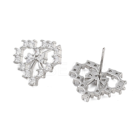 Rack Plating Heart Brass Stud Earrings EJEW-N055-33P-RS-1