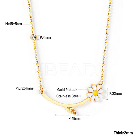 304 Stainless Steel Enamel Flower Bib Necklaces FS-WG58DA2-09-1