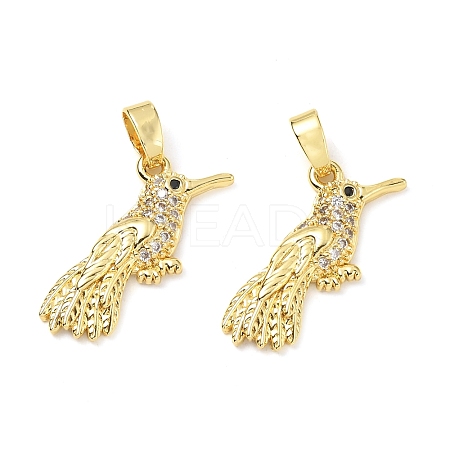 Brass Micro Pave Clear Cubic Zirconia Pendants KK-G533-07C-G-1