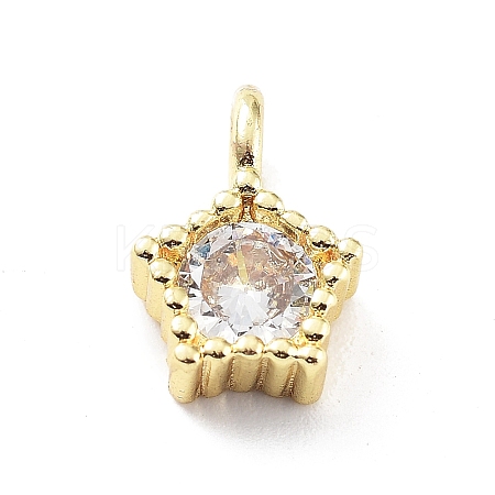 Rack Plating Brass Micro Pave Cubic Zirconia Pendants KK-P247-12G-1