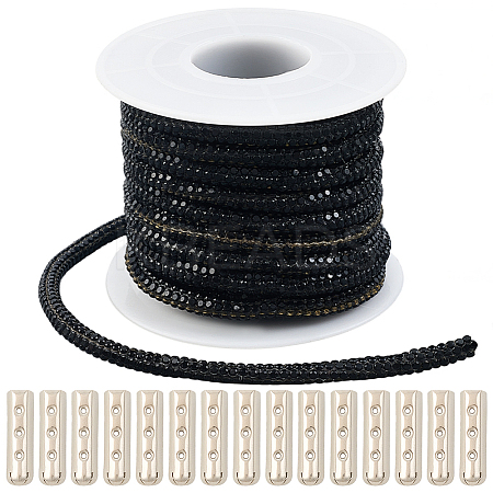 5 Yards Rhinestone Synthetic Rubber Cords OCOR-SP0001-33C-1