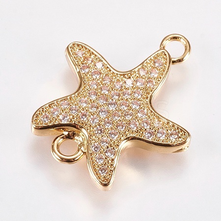 Brass Micro Pave Cubic Zirconia Links ZIRC-I018-10A-G-NR-1