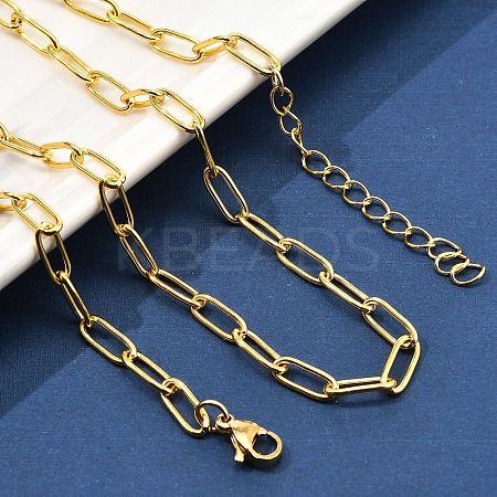 304 Stainless Steel Paperclip Chain Necklaces for Women Men NJEW-G161-01G-1