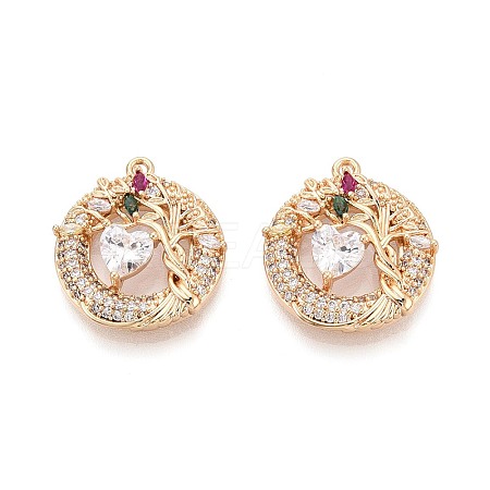 Brass Micro Pave Cubic Zirconia Pendants KK-T073-39G-1
