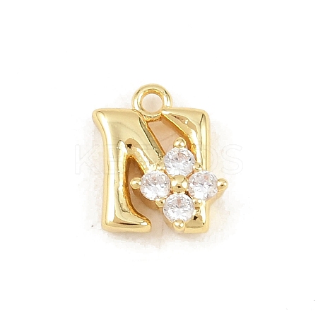 Brass Micro Pave Clear Cubic Zirconia Charms KK-Z151-18G-N-1