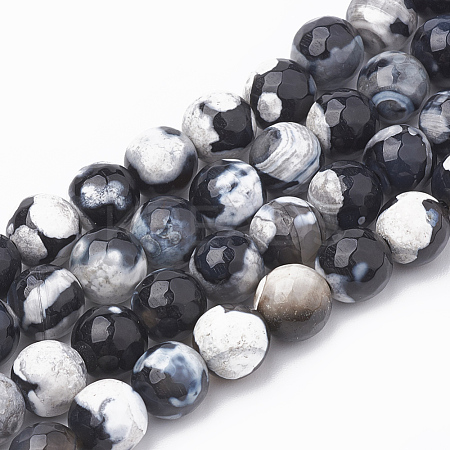 Natural Fire Crackle Agate Beads Strands G-S335-01K-1