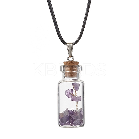 Glass Wish Bottle Pendant Necklace NJEW-JN04609-03-1