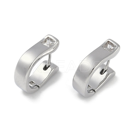 Brass Micro Pave Clear Cubic Zirconia Hoop Earrings EJEW-L292-007P-1
