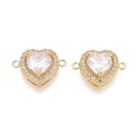 Brass Pave Clear Cubic Zirconia Connector Charms KK-N284-23G-1