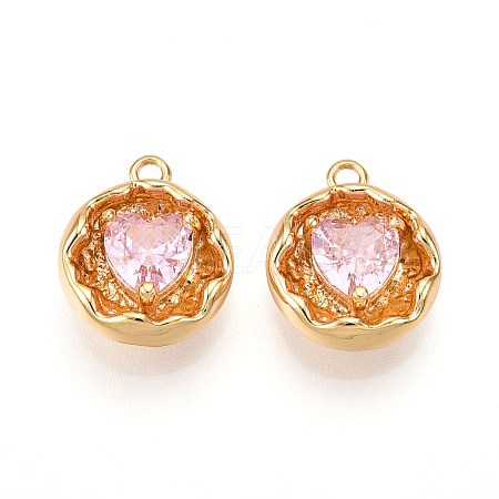 Brass Micro Pave Cubic Zirconia Charms KK-N262-114B-G-1