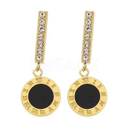Ion Plating(IP) Stainless Steel Inlay Rhinestone & Enamel Stud Earrings for Women EJEW-M024-04G-1