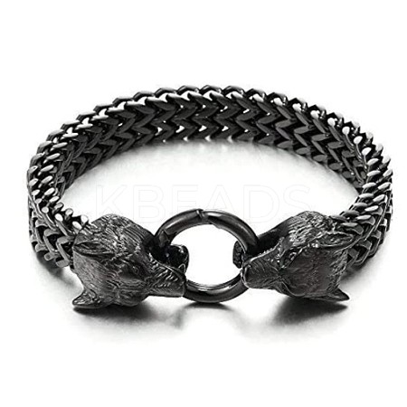 Wolf Viking 304 Stainless Steel Wheat Chain Bracelets for Men FS-WGC8E20-02-1