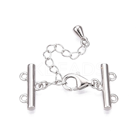 Anti-Tarnish Rhodium Plated 925 Sterling Silver Necklace Layering Clasps STER-N016-13P-1