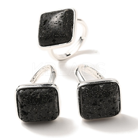 Natural Lava Rock Adjustable Rings RJEW-H240-01S-14-1