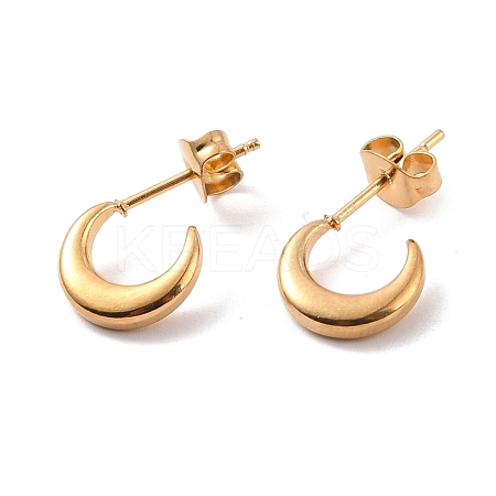 PVD Vacuum Plating 304 Stainless Steel Crescent Moon Stud Earrings for Women EJEW-F280-05A-G-1
