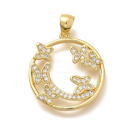 Rack Plating Brass Micro Pave Cubic Zirconia Pendants KK-L226-050G-04-1
