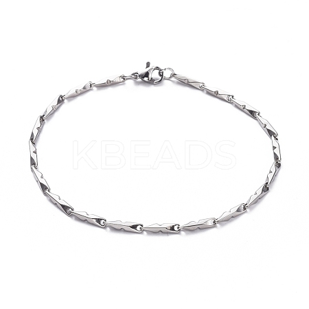 Tarnish Resistant Unisex 304 Stainless Steel Bar Link Chain Bracelets BJEW-L637-41B-P-1