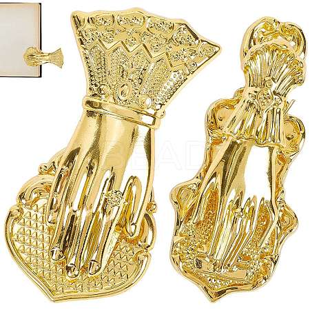2Pcs 2 Styles Alloy Hand Shaped Bookmark Clip AJEW-CP0006-93-1
