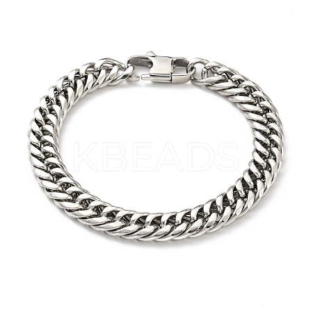 Non-Tarnish 201 Stainless Steel Cuban Link Chains Bracelet for Men Women BJEW-H550-07B-P-1