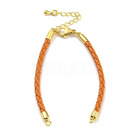 Leather Braided Cord Link Bracelets MAK-K022-01G-04-1