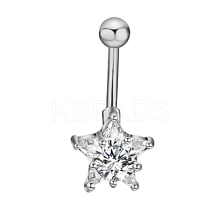 Clear Cubic Zirconia Belly Button Rings WG9960A-15-1