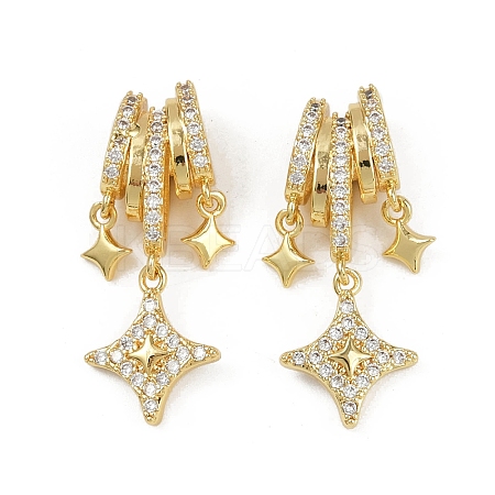 Brass Micro Pave Clear Cubic Zirconia Pendants X-KK-C093-23G-1