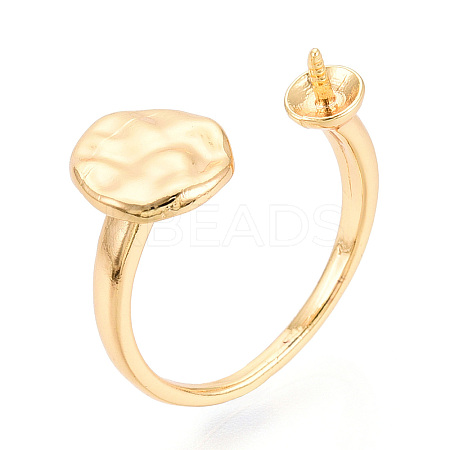 Flat Round Brass Cup Peg Ring Settings KK-N274-27G-1