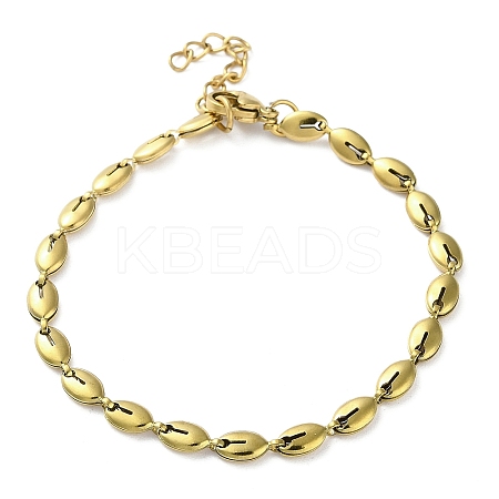 304 Stainless Steel Coffee Bean Link Chain Bracelets for Women BJEW-G712-02G-1