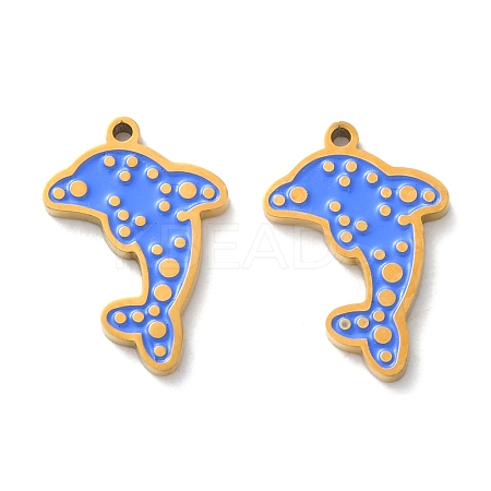 Ion Plating(IP) 304 Stainless Steel Enamel Pendants STAS-M102-12A-G-1