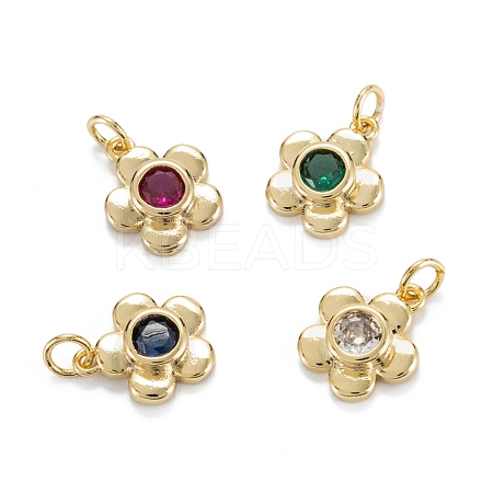 Brass Cubic Zirconia Charms KK-G399-06-1