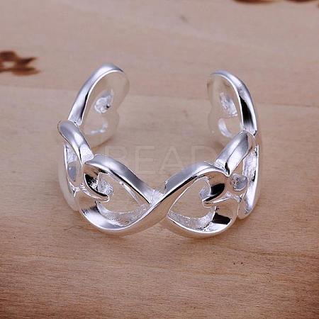 Romantic Heart Adjustable Brass Cuff Rings RJEW-BB13178-1