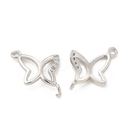 Rack Plating Brass Micro Pave Clear Cubic Zirconia Connector Charms KK-E081-04P-1