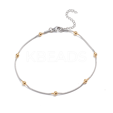 304 Stainless Steel Round Snake Chain Anklets AJEW-G024-13A-1