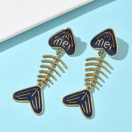 304 Stainless Steel Enamel Dangle Stud Earrings for Women EJEW-L315-06G-01-1
