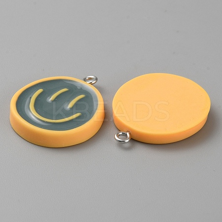 Opaque Resin Enamel Pendants RESI-WH0036-20H-1