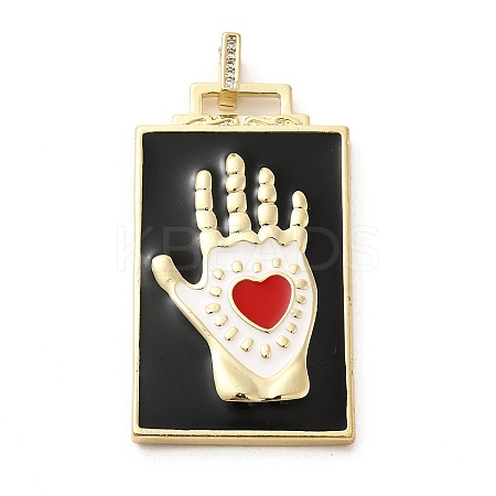 Brass Micro Pave Cubic Zirconia Pendant with Enamel KK-H458-02G-J01-1