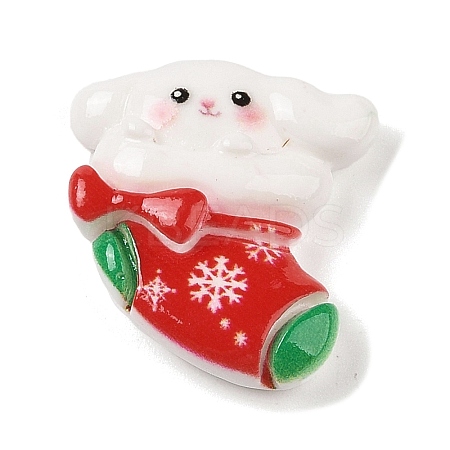 Christmas Rabbit Theme Opaque Resin Decoden Cabochons LS-RESI-S397-01F-1