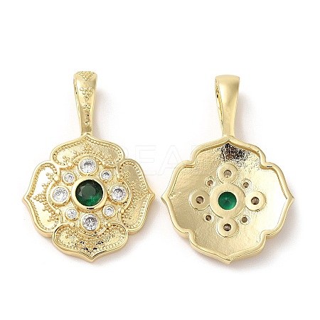 Brass Micro Pave Cubic Zirconia Pendants KK-M246-07G-1