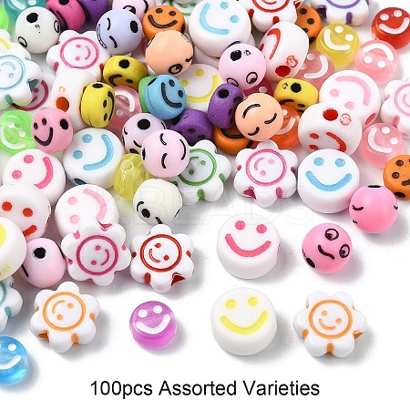 5 Styles Opaque & Transparent Craft Acrylic Beads MACR-YW0003-48A-1