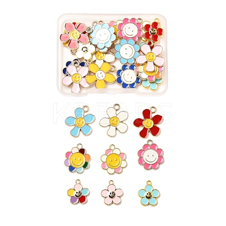 32Pcs 16 Styles Alloy Enamel Pendants ENAM-FH0001-66-1