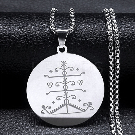 201 Stainless Steel Engraved Ogou Feray Veve Pendant Necklaces LS-NJEW-H065-02P-1