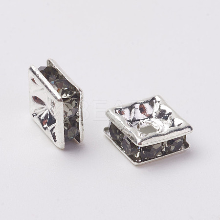 Brass Rhinestone Spacer Beads RB-A013-6x6-12S-1